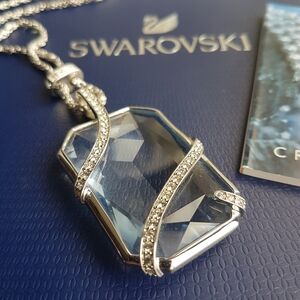 AUTHENTIC Swarovski Huge Emerald-cut Crystal Lariat Necklace Vintage RARE